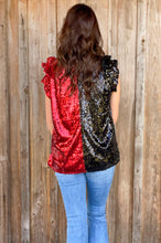 Load image into Gallery viewer, Sequin Color Block Ruffled Top
