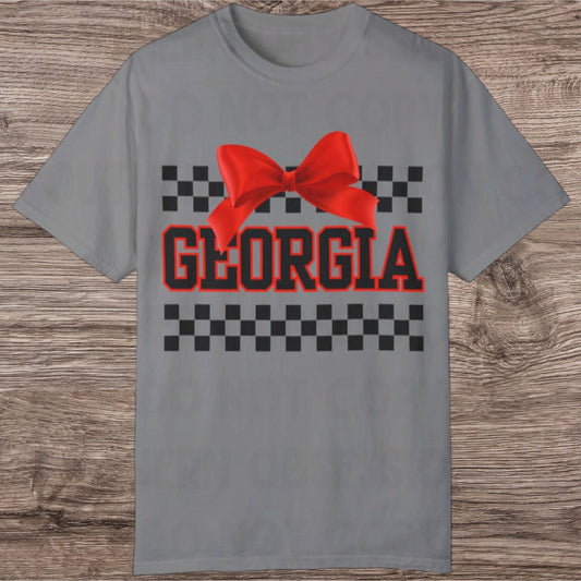 Checkered GA Red Bow