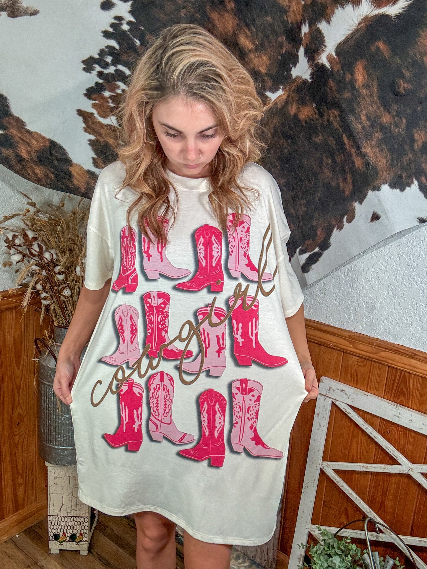 Pink Cowgirl Tshirt Dress