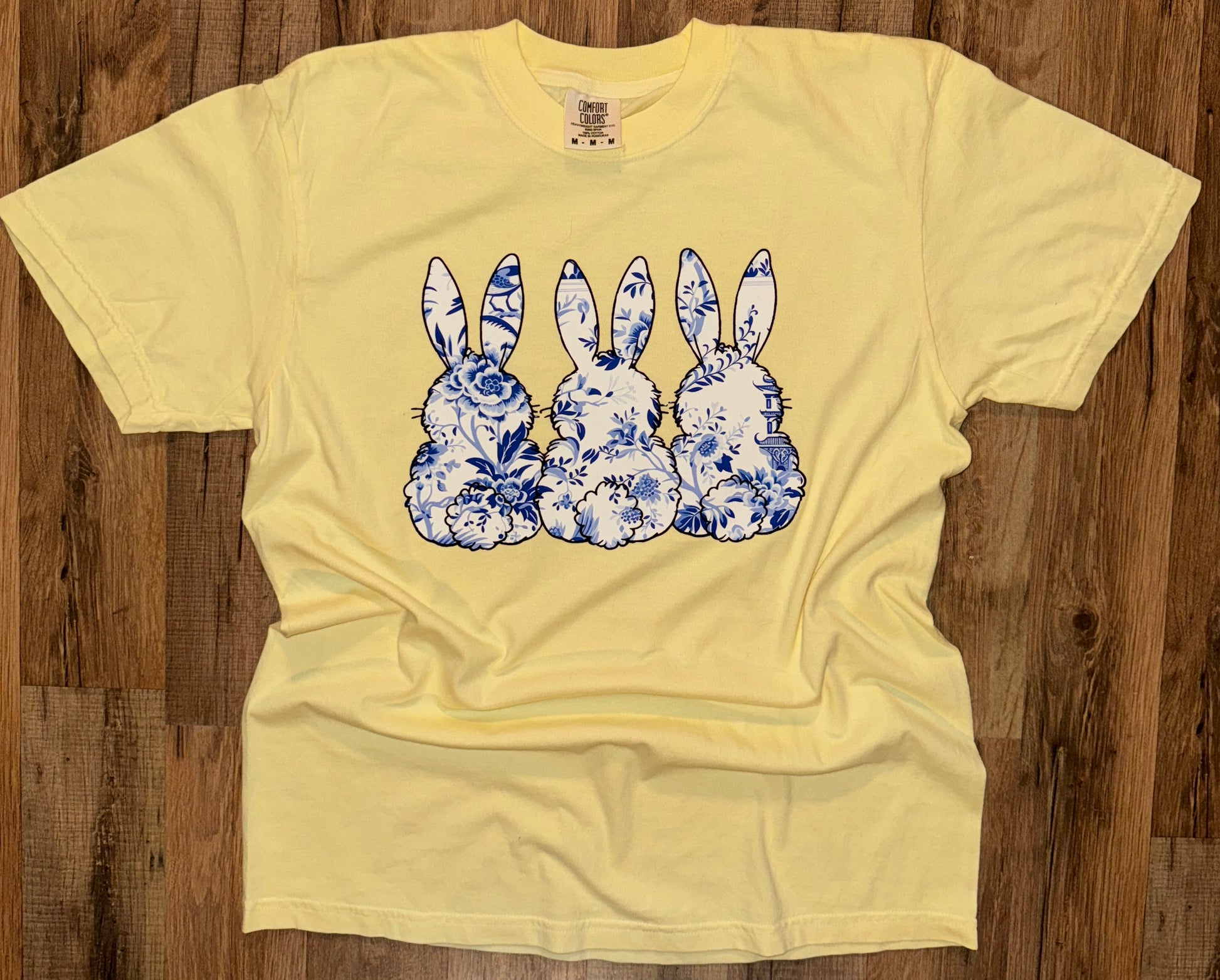 Blue Floral Bunnies Tee - Southern Obsession Co. 