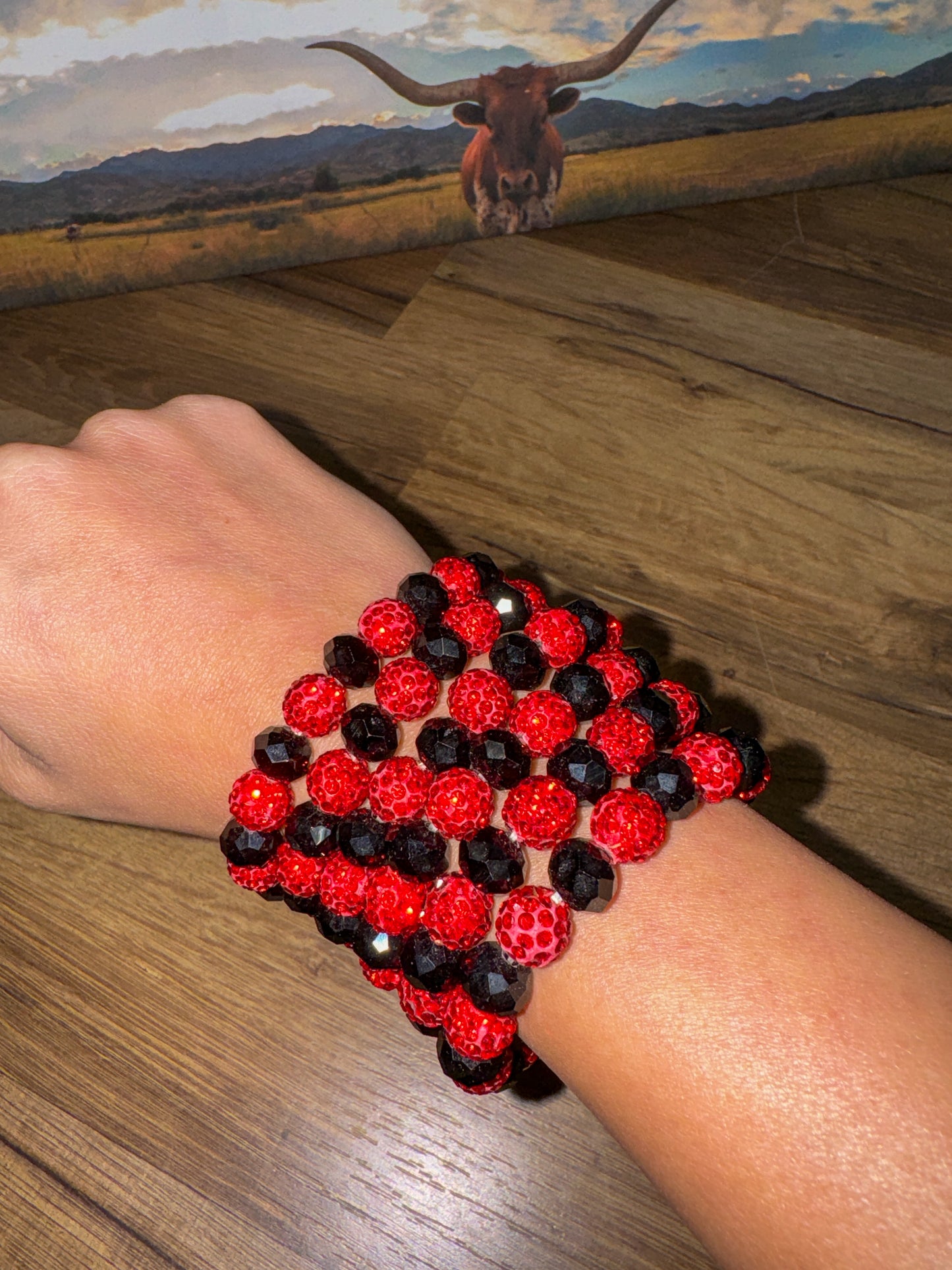 Red & Black Beaded Bracelet