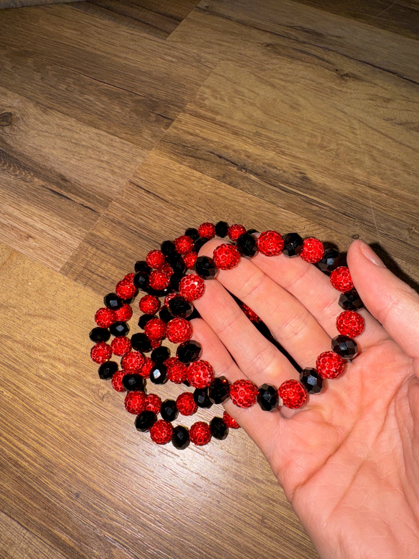 Red & Black Beaded Bracelet