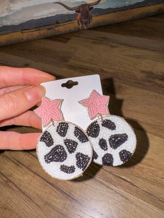 Cowprint Drop Earrings