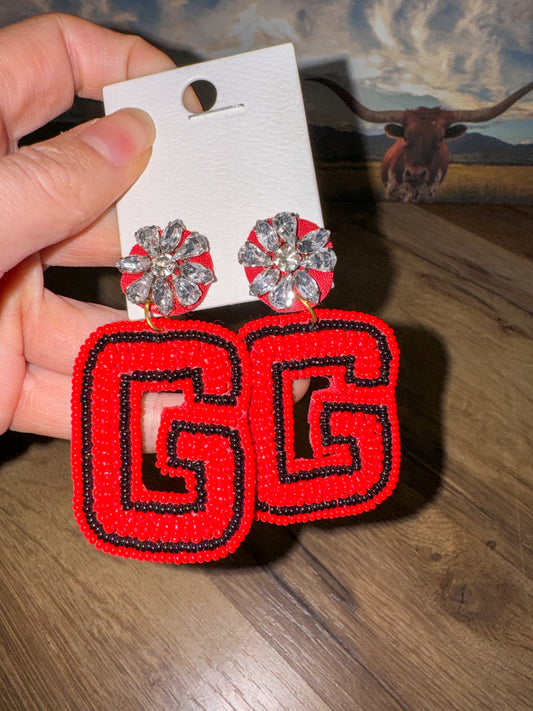 Red "G" Earrings