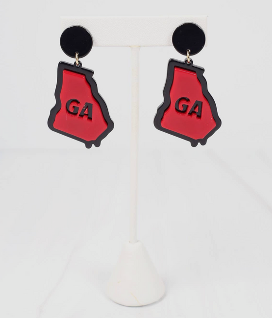 Red Georgia State Earrings - Southern Obsession Co. 