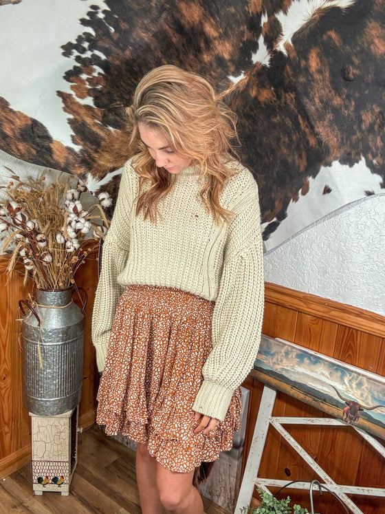 Leopard Print Pleated Skirt