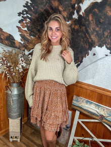  Leopard Print Pleated Skirt