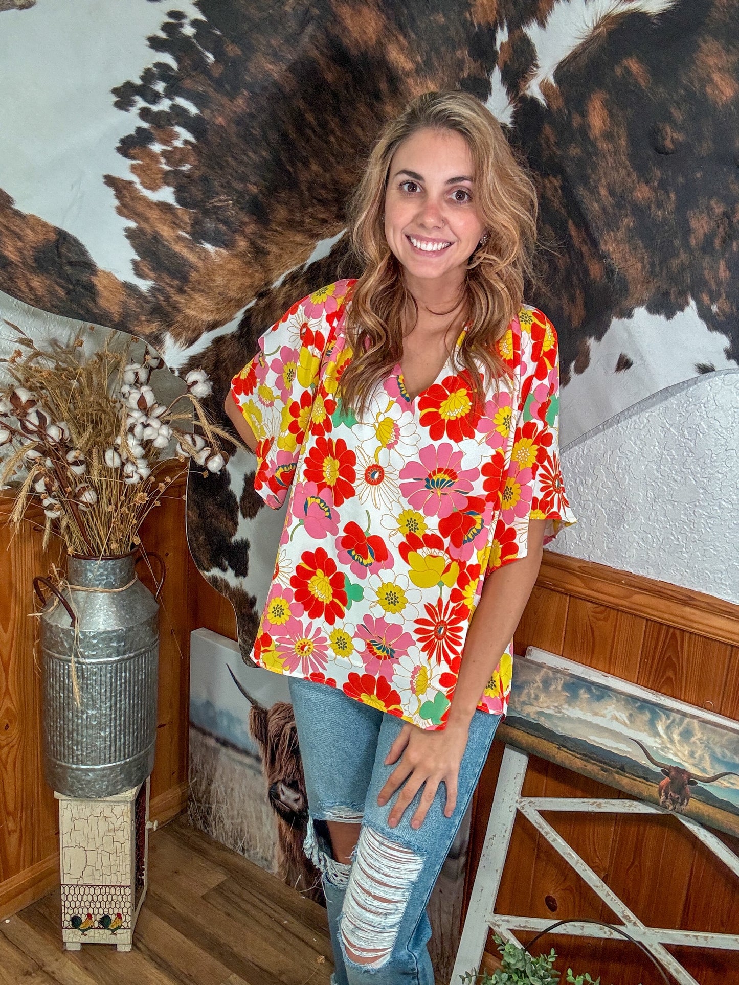 Bright Floral Blouse