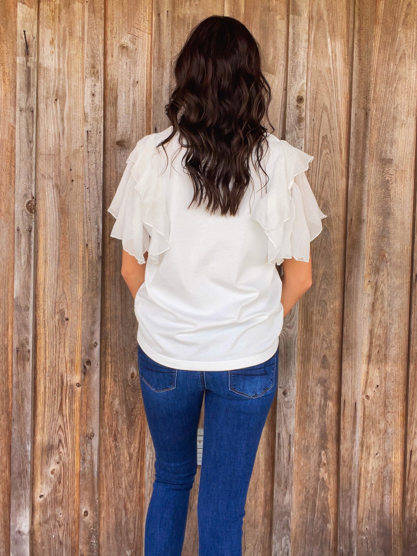 White Ruffle Bulldog Top - Southern Obsession Co. 