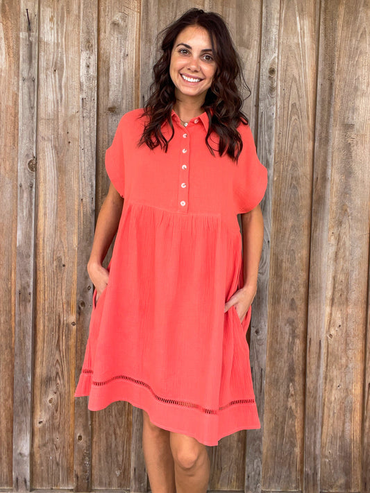 Coral Dress - Southern Obsession Co. 