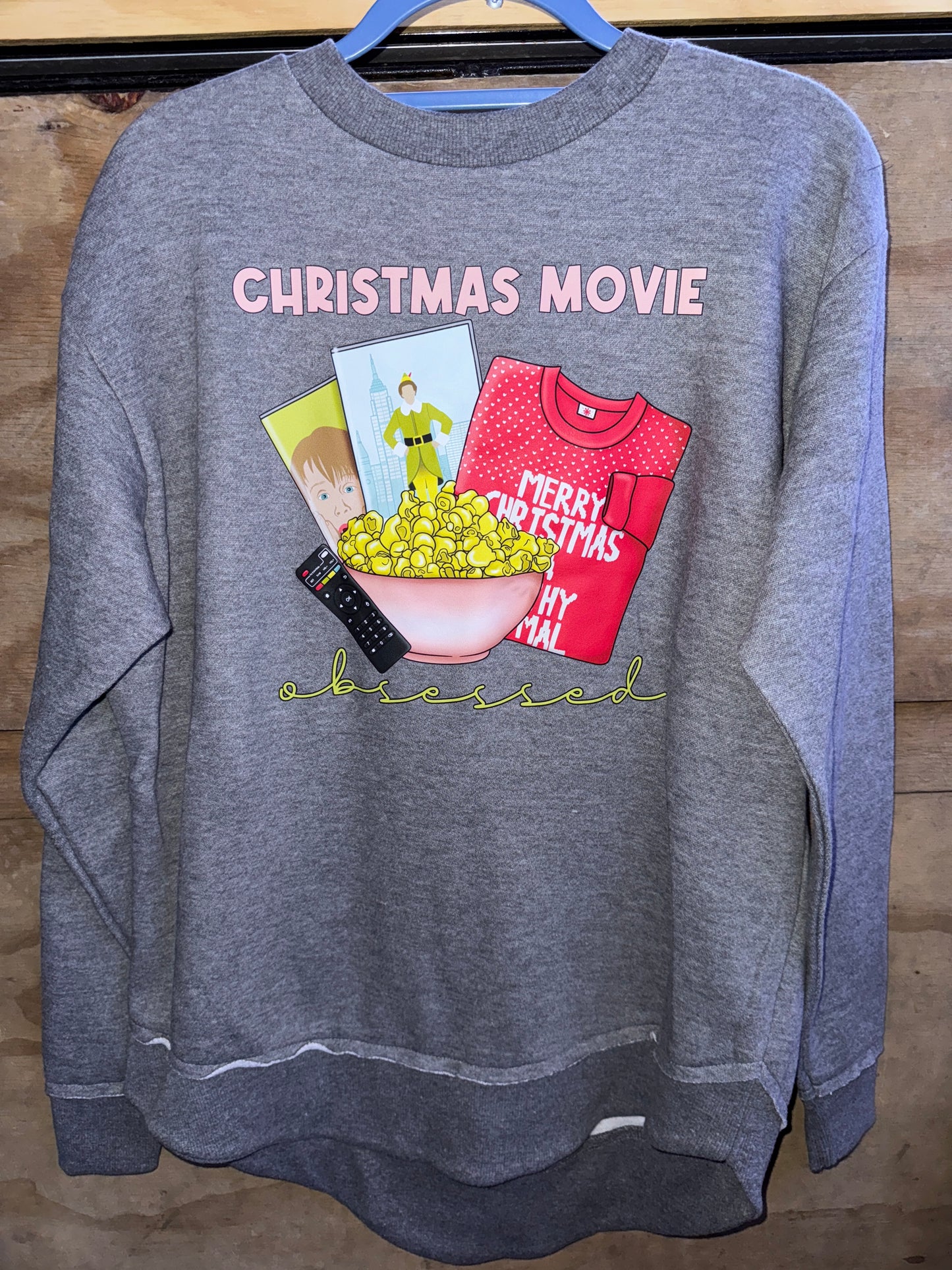 Medium Christmas Movie Obsessed grey