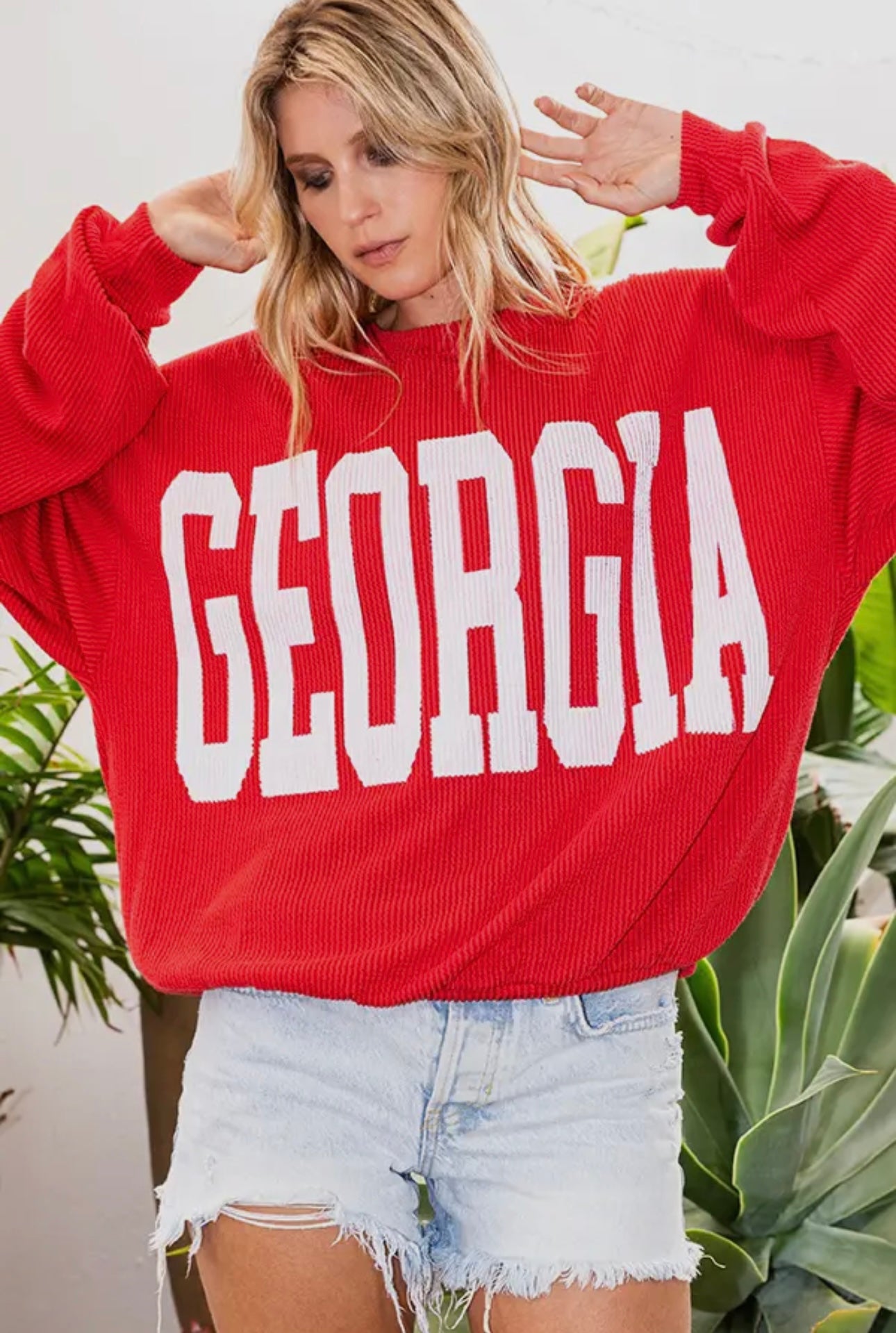 Red Oversized Georgia Sweatshirt