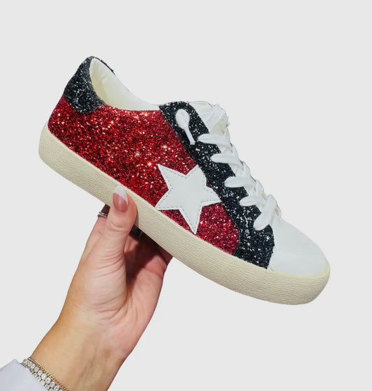 Red/Black Glitter Sneakers