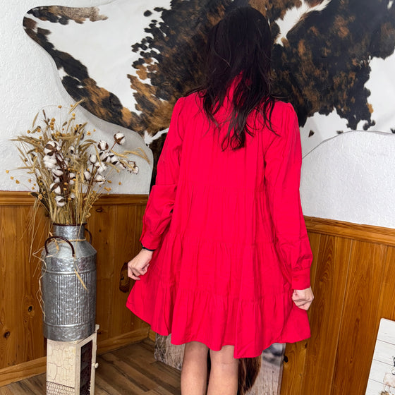 Red Tiered Mini Dress - Southern Obsession Co. 