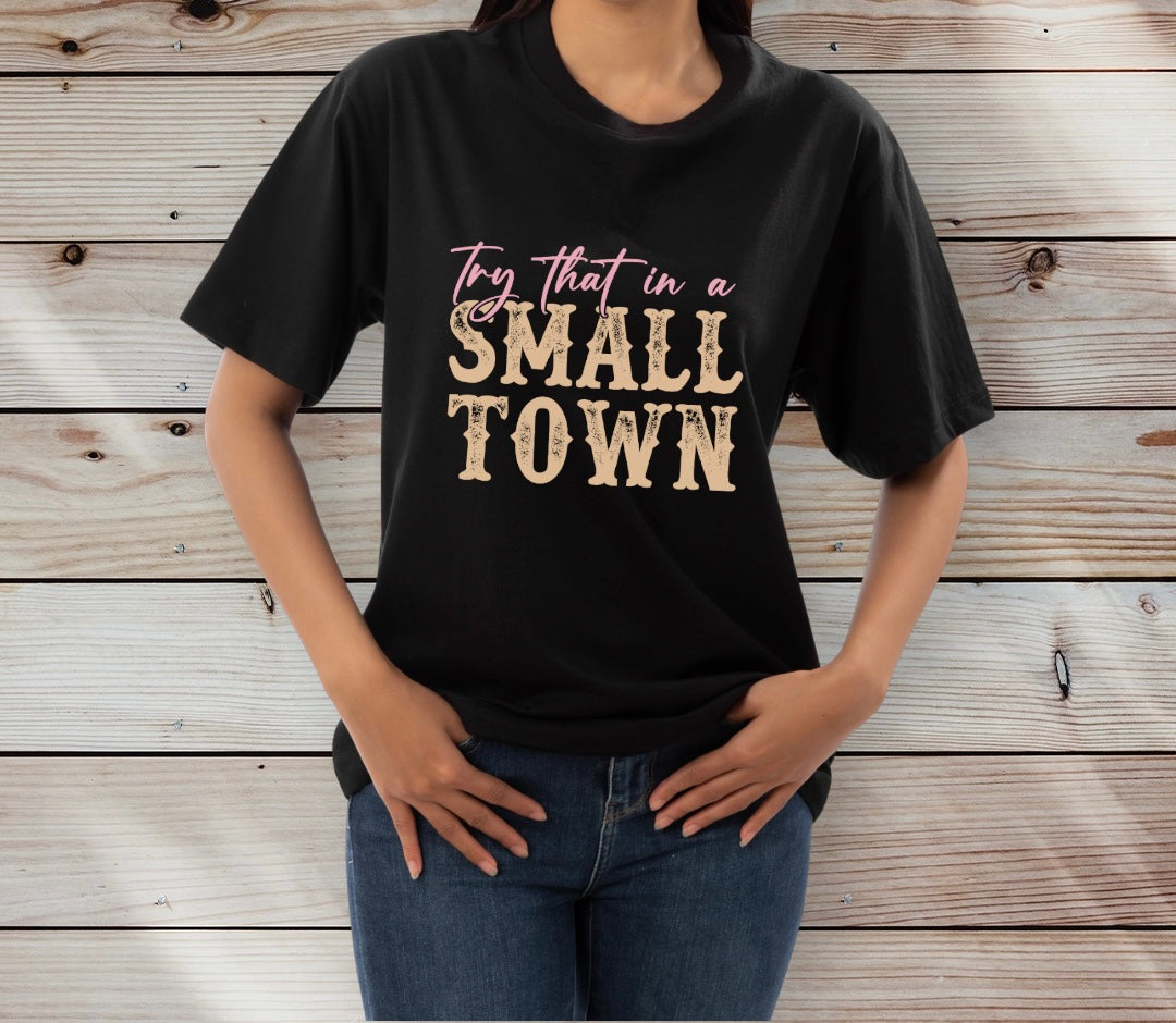 Pink/Cream Small Town Tee - Southern Obsession Co. 