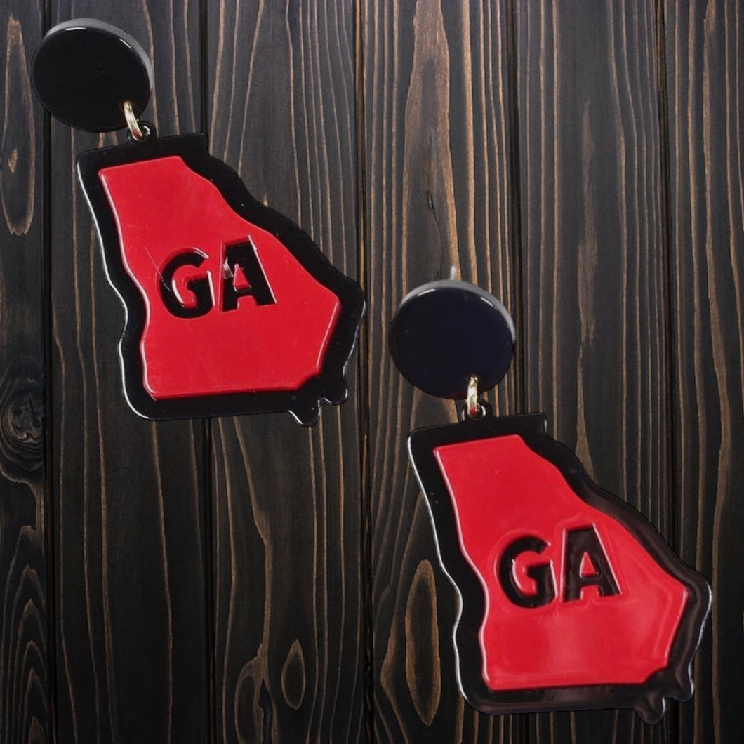 Red Georgia State Earrings