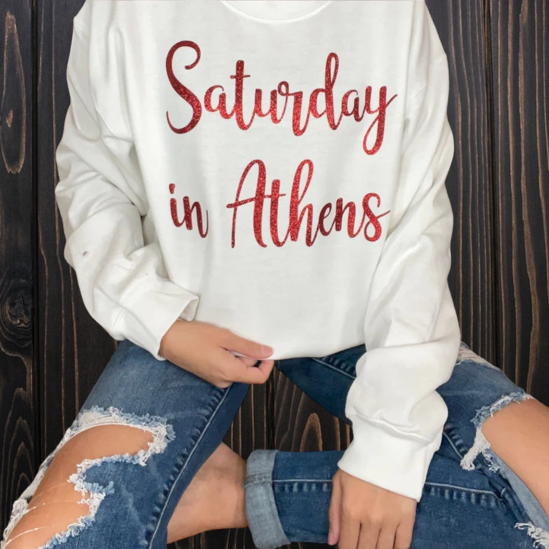 "Saturday In Athens" red sweat - Southern Obsession Co. 