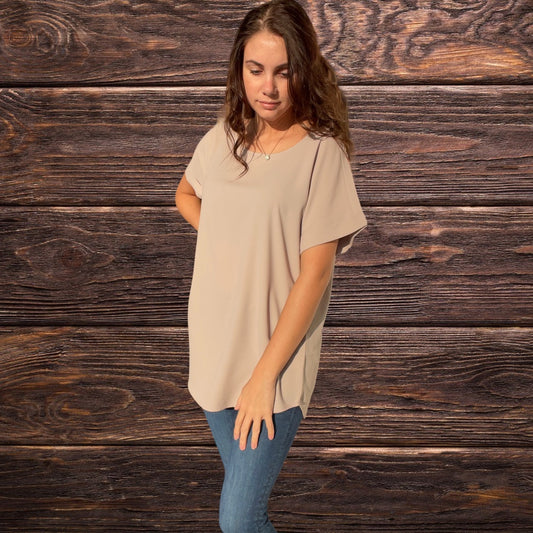 Mocha Woven Blouse - Southern Obsession Co. 