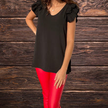 Load image into Gallery viewer, Black Bubble Ruffle Top
