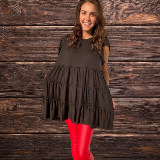 Black Ruffle Sleeve Tunic - Southern Obsession Co. 