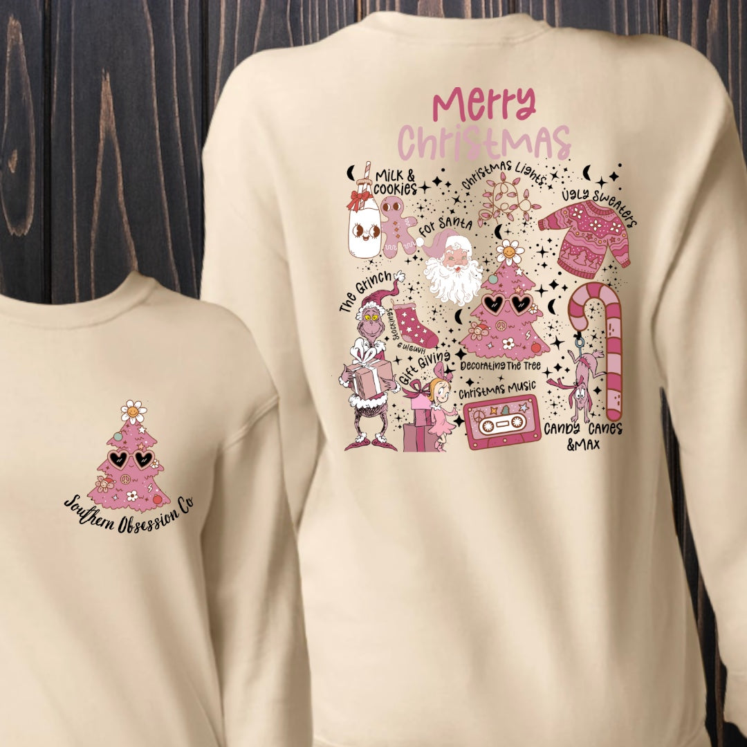 Pink Christmas Tree Sweatshirt - Southern Obsession Co. 