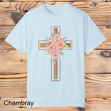 Load image into Gallery viewer, Gold Floral Cross Tee

