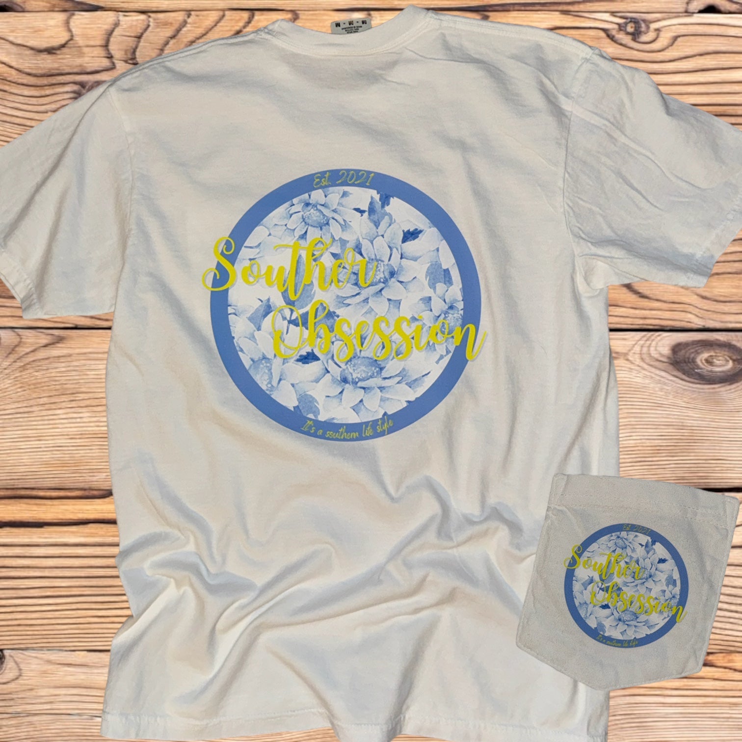 SOC Blue & Pink Floral Tee - Southern Obsession Co. 