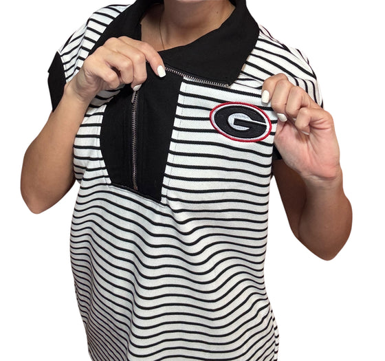 Black/White Strip Dress w/ pockets