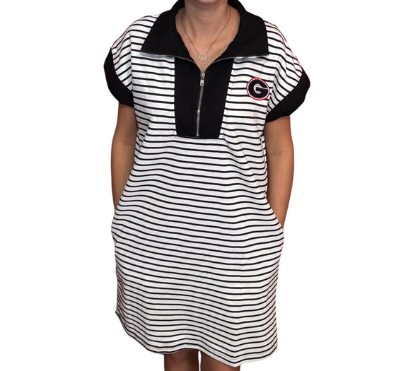 Black/White Strip Dress w/ pockets