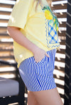 Trouser Shorts, Blue Stripes