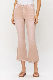  High Rise Distressed Hem Crop Flare Jeans - Southern Obsession Co. 