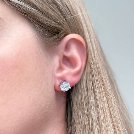 Classic Diamond Cubic Zirconia Studs: Silver - Southern Obsession Co. 
