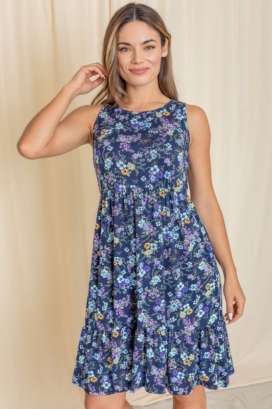 Sleeveless Botanical Floral Tiered Dress - Southern Obsession Co. 