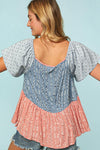 FLORAL DOT COLOR BLOCK TOP - Southern Obsession Co. 