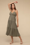 Sweetheart Neckline Tiered Midi Dress - Southern Obsession Co. 