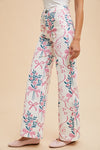 Floral Bow Wide Leg Pants