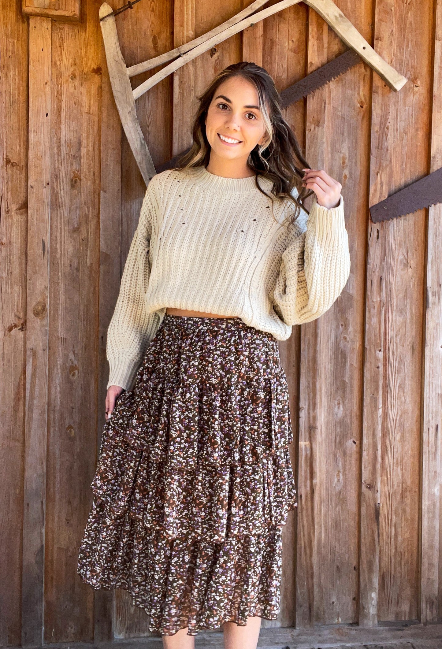 Tan Ballon Sleeve Sweater - Southern Obsession Co. 