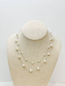  Dainty Pearl Bead Multi-Layer Station Necklace: Silver - Southern Obsession Co. 