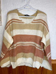  PLUS Cream and Mauve Striped Sweater - Southern Obsession Co. 