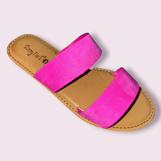 Hot Pink Suede Sandals - Southern Obsession Co. 