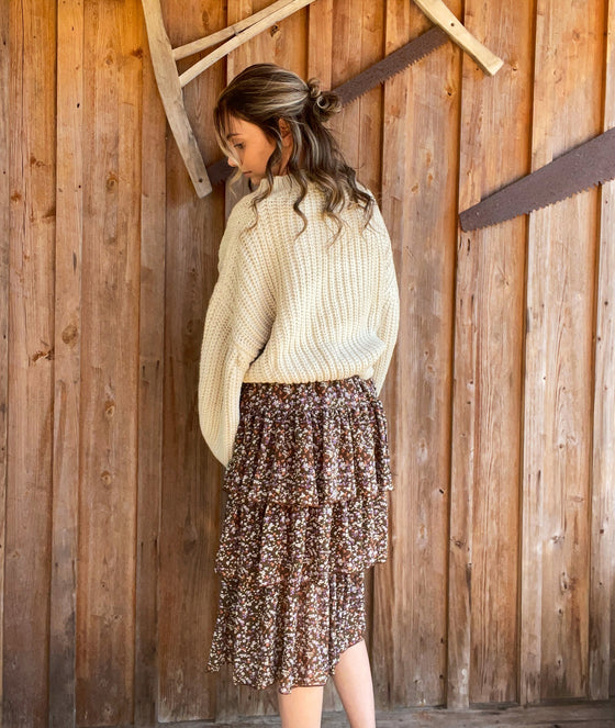 Mocha Floral Skirt - Southern Obsession Co. 