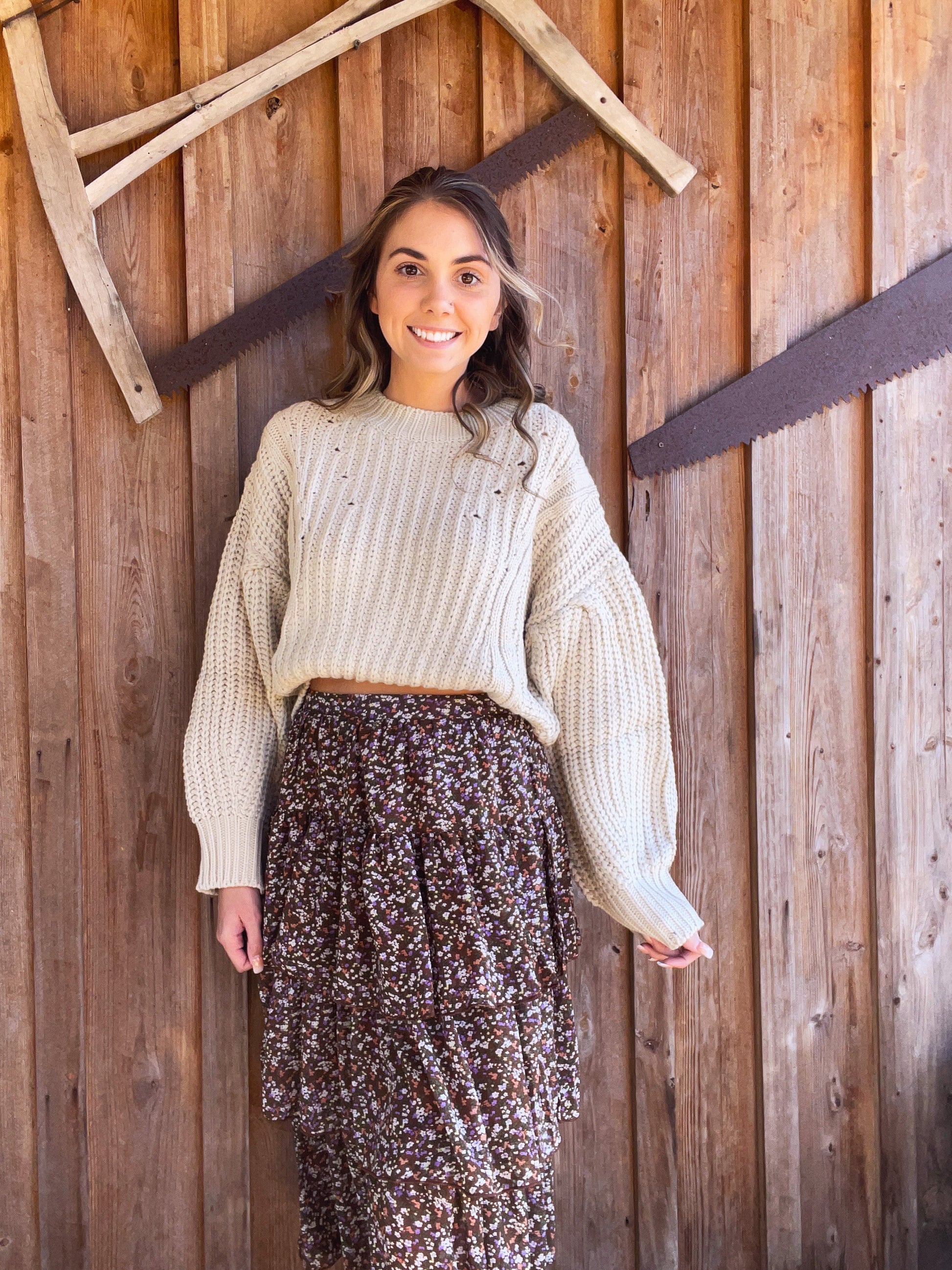 Mocha Floral Skirt - Southern Obsession Co. 