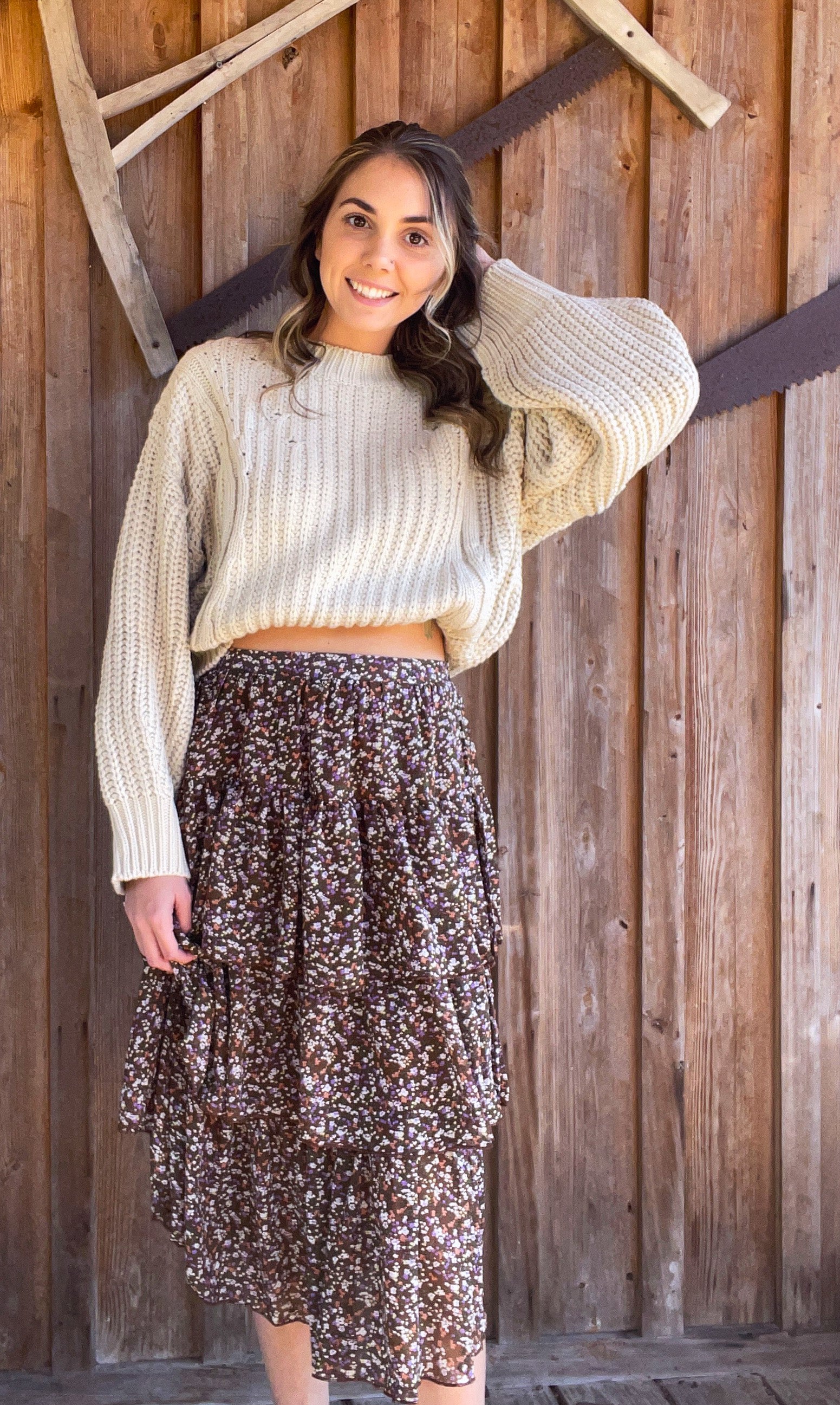 Tan Ballon Sleeve Sweater - Southern Obsession Co. 