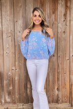 Load image into Gallery viewer, Chambray Floral Blouse
