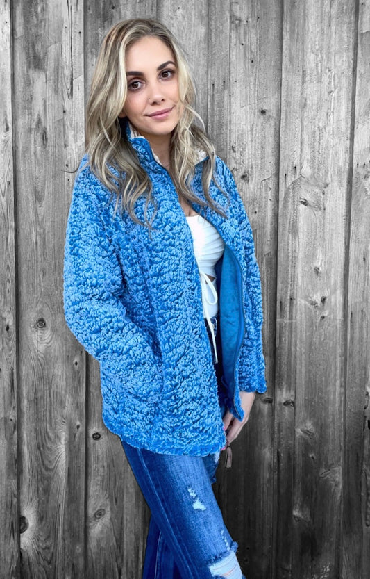 Teal Full Zip Fleece - Southern Obsession Co. 