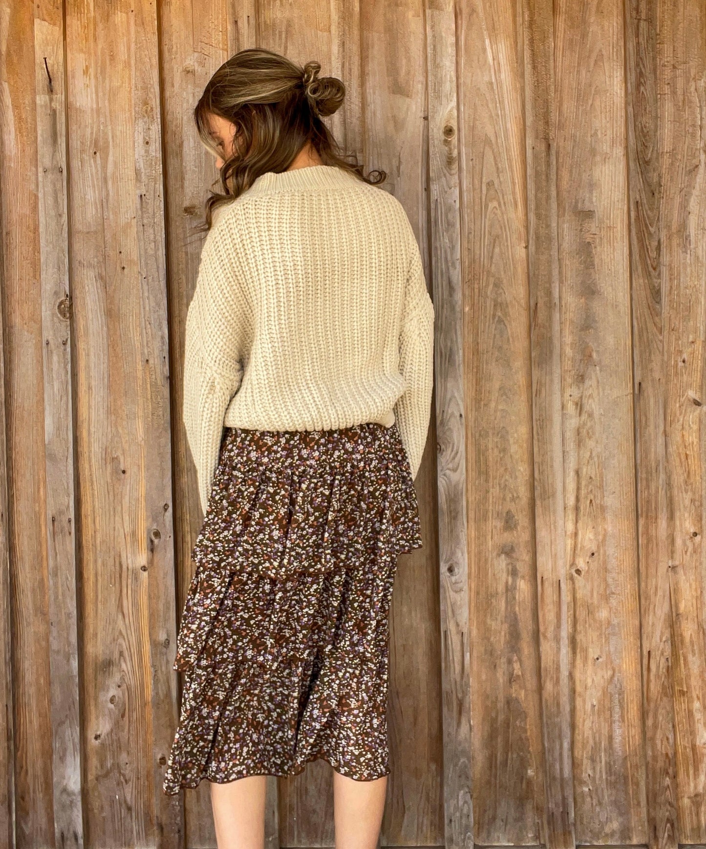 Mocha Floral Skirt - Southern Obsession Co. 