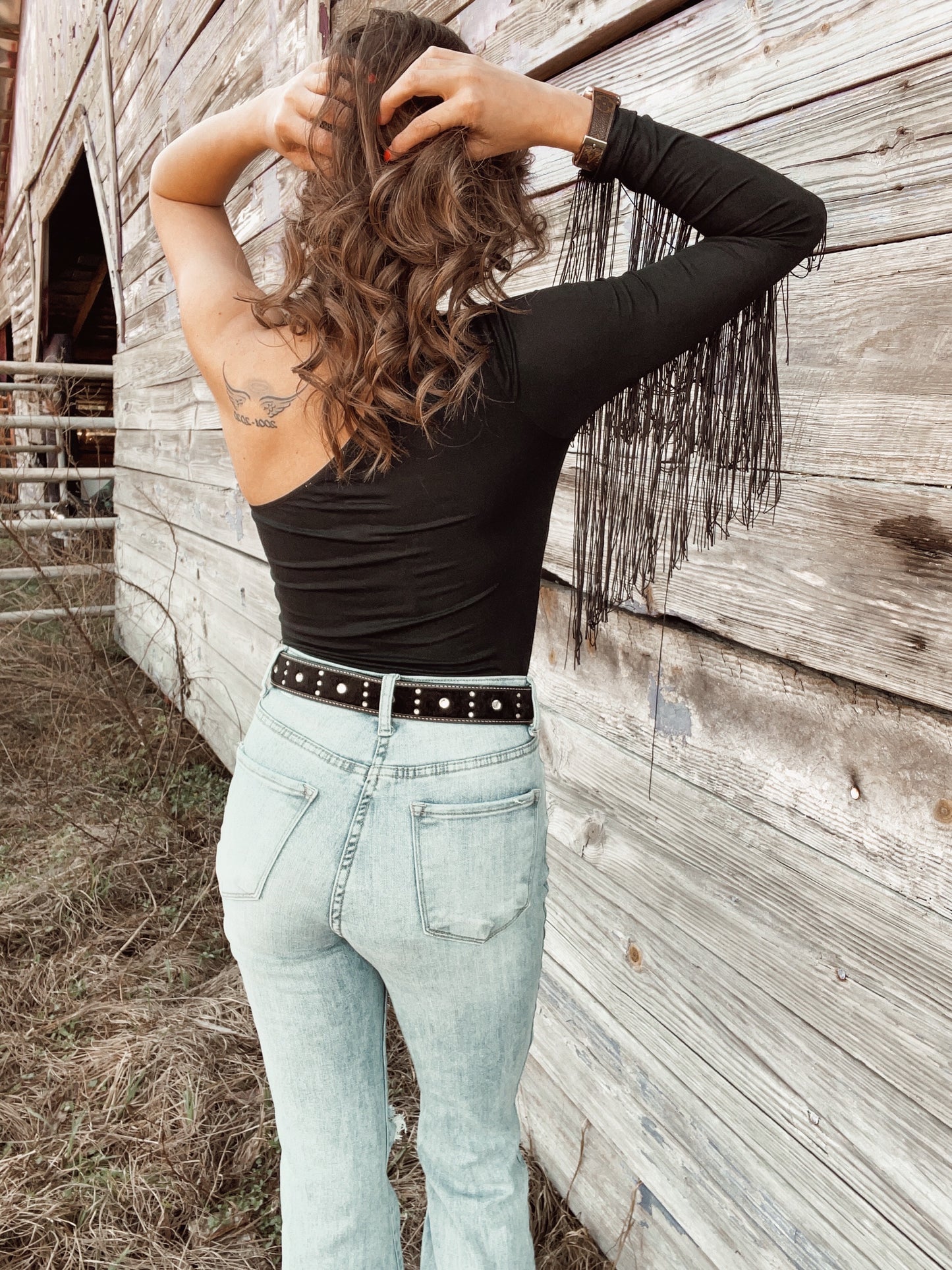 Black Concert Fringe Bodysuit - Southern Obsession Co. 