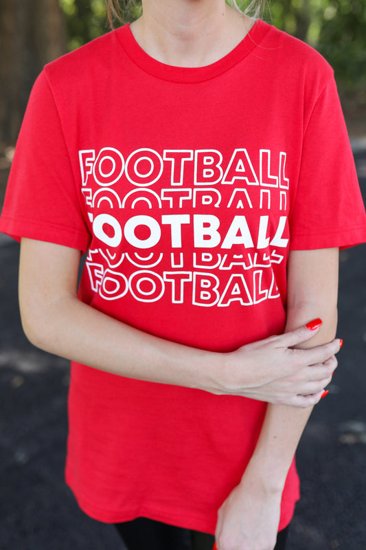 Red "Football" Tee - Southern Obsession Co. 