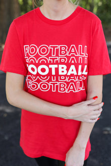  Red "Football" Tee - Southern Obsession Co. 