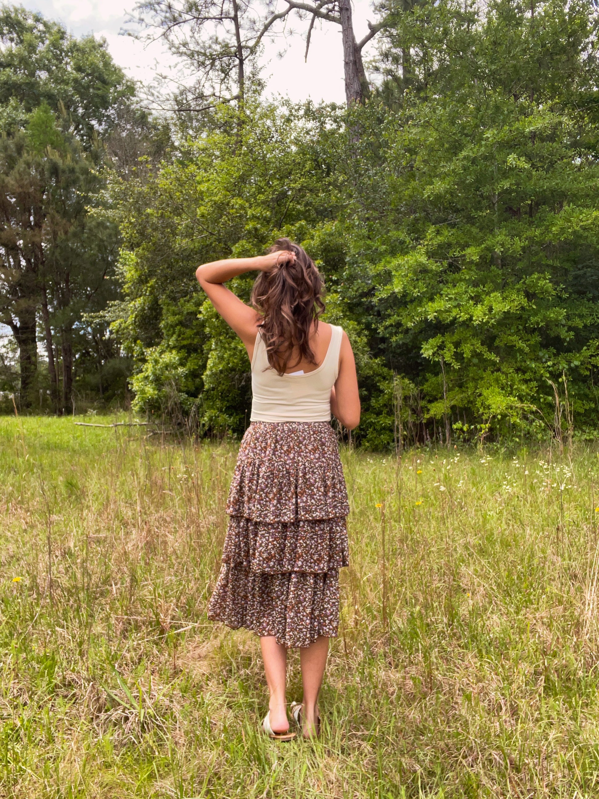 Mocha Floral Skirt - Southern Obsession Co. 